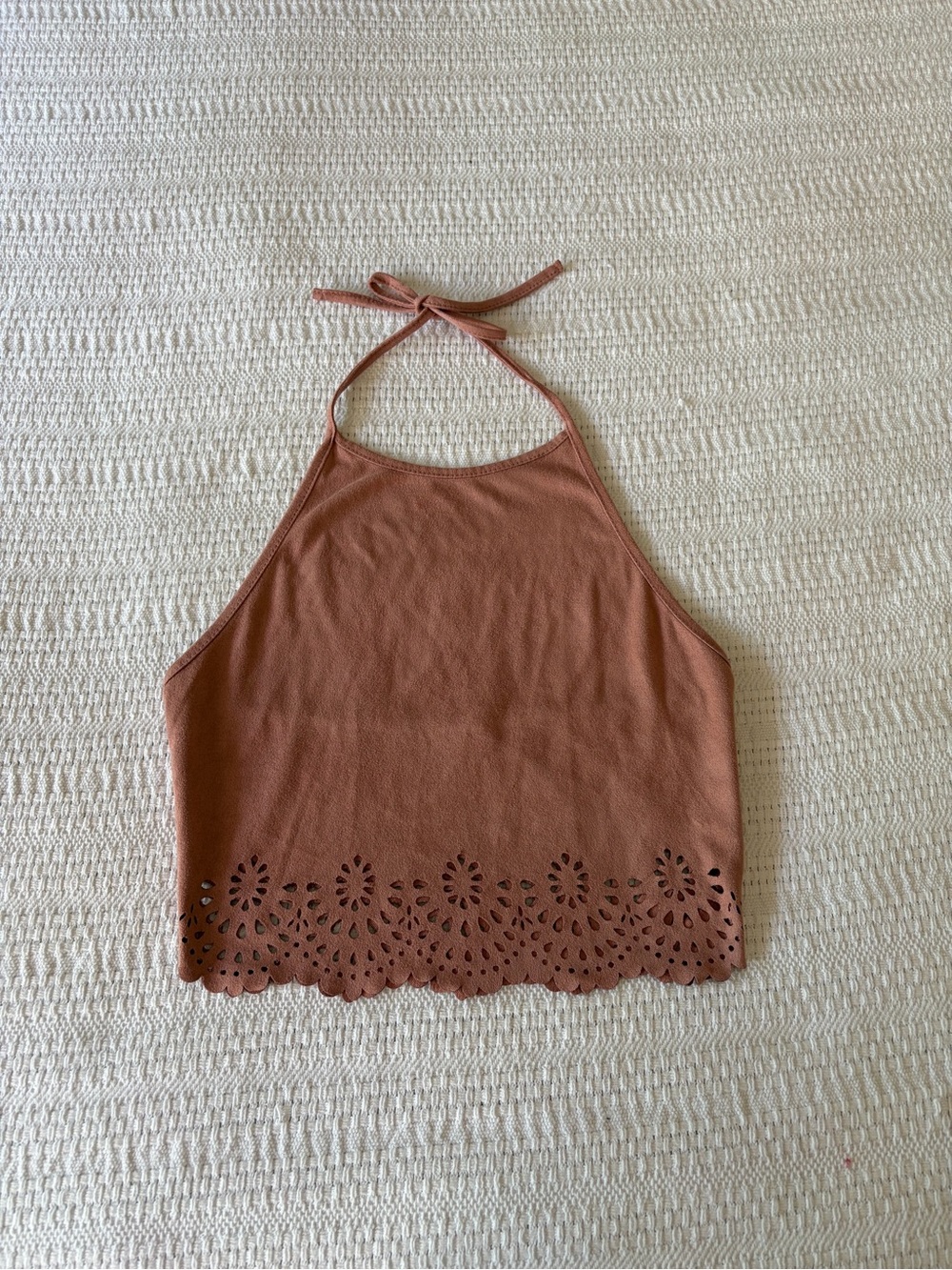 Pink Halter Neck Tie Back Crop Top
